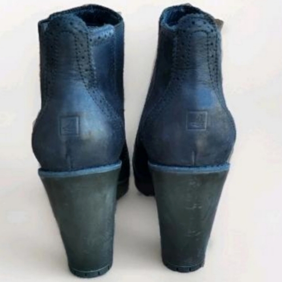Sperry Leather Claremont Black High Heel Chelsea Ankle Lug Chunky Boot Women 8.5 - Picture 3 of 10